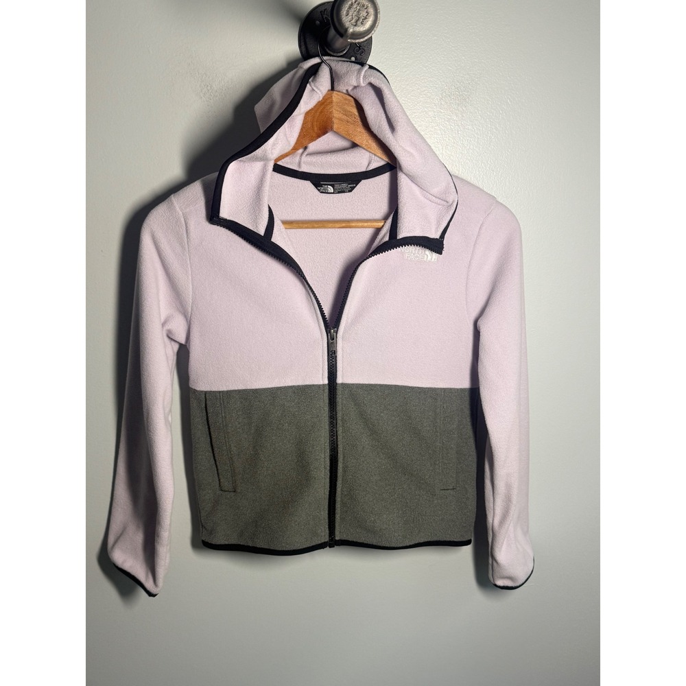 The North Face Teen Unisex TKA Glacier Full Zip Hoodie Lavender Grey Size S 7/8